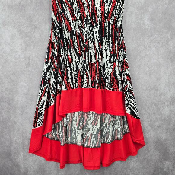 5th & Love Black Red Print High Low Sleeveless Flare Dress Extra Large XL - Picture 4 of 8